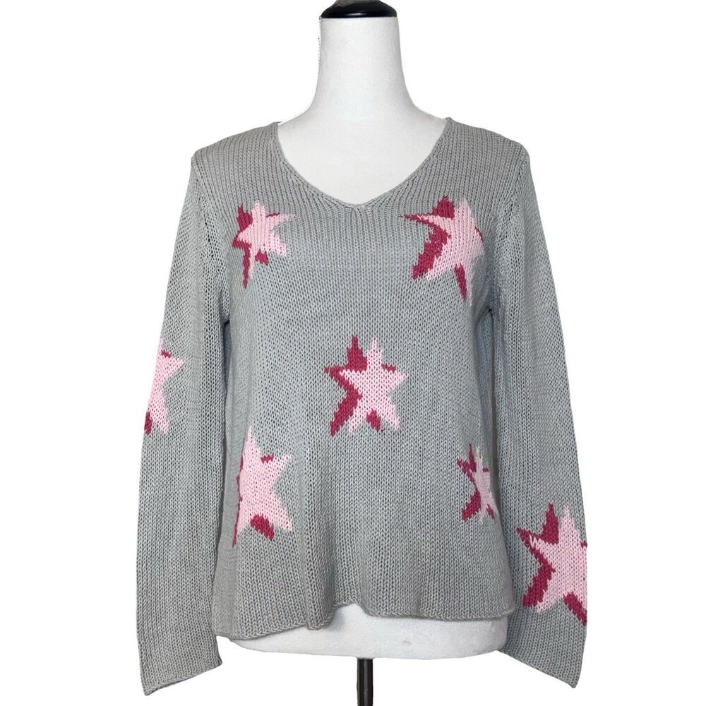 Wooden Ships Sweater X/S Pink Stars Resort Beach Boho Oversized Relaxed Slouchy
